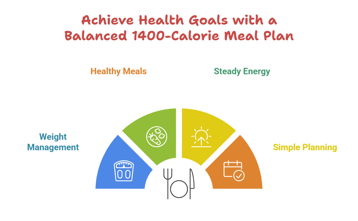 Achieve heath goals with a  balanced1400 calorie meal plan